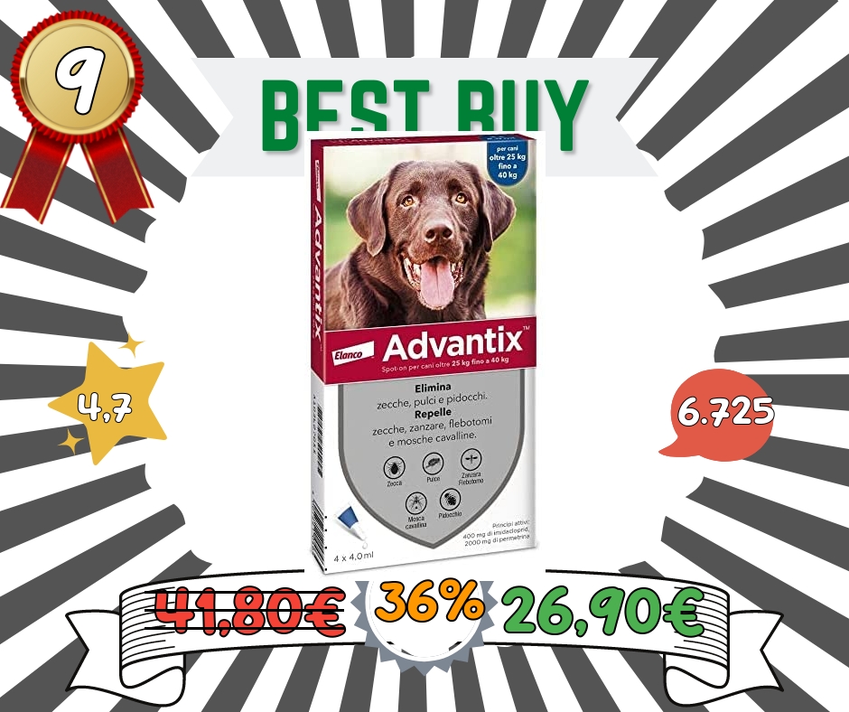 Advantix Spot-on per Cani da 25 a 40 Kg - 4 pipette da 4,0 ml
