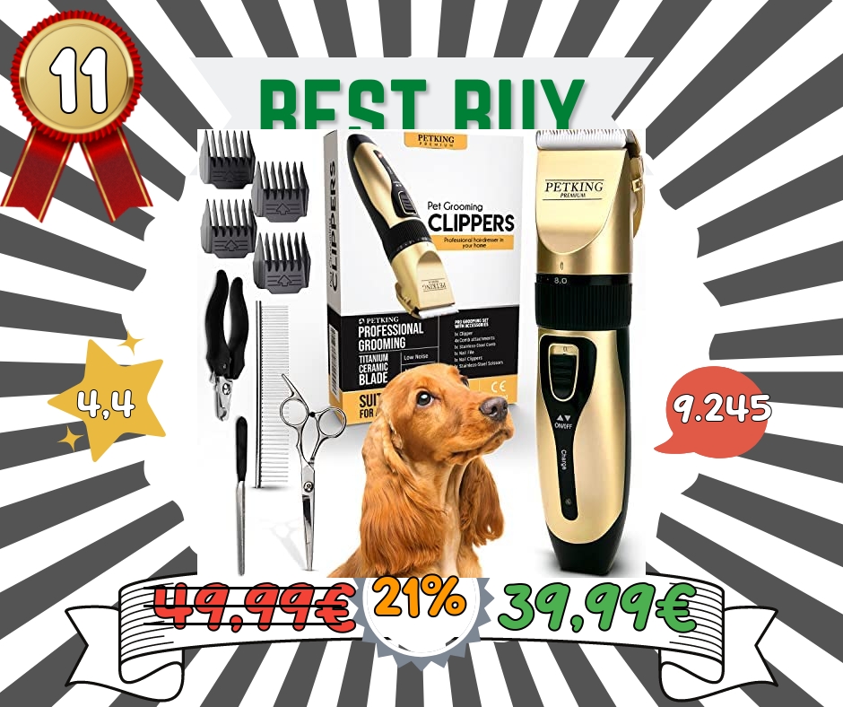 PetKing Premium Tosatrice per Cani Professionale Kit Toelettatura Cani Gatti Animali Tosatore per Cani Pelo Lungo Dog Grooming Clippers