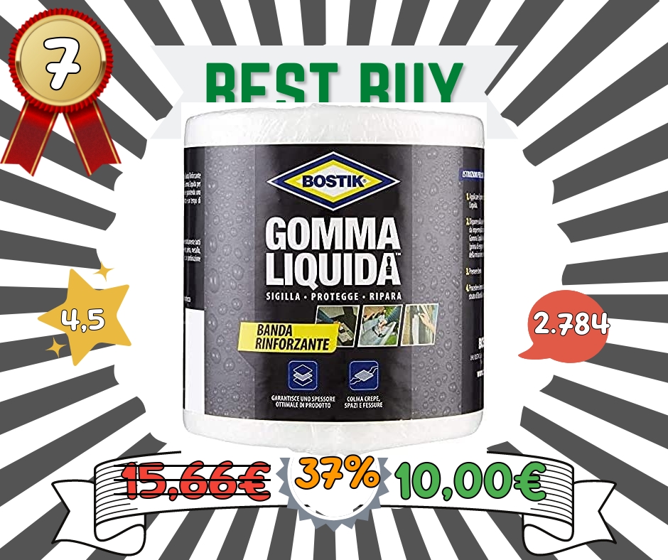 BOSTIK Gomma Liquida Banda Rinforzante da utilizzare in combinazione con Bostik Gomma Liquida 10cmx10m nero