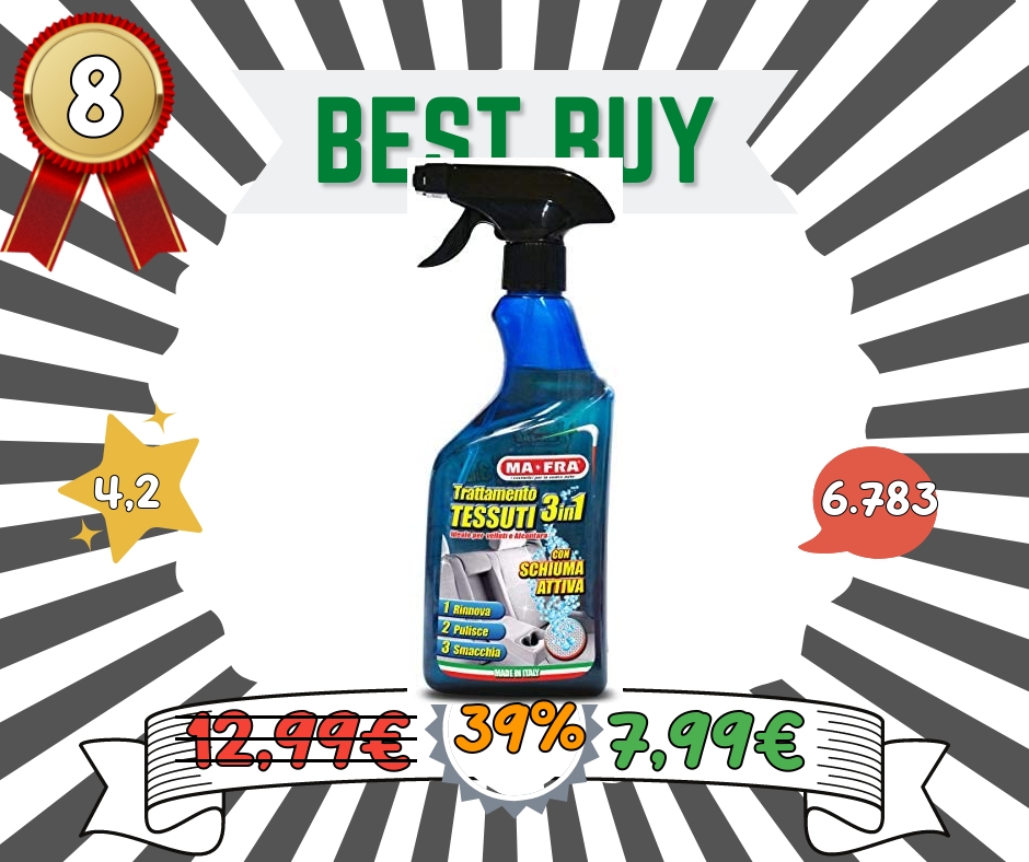 Ma-Fra, Trattamento 3in1 Tessuti, Deterge e Smacchia Tessuti Delicati, Velluti e Alcantara, Rinnova i Colori e Dona una Fresca Nota di Profumo, Formato 500ml Ma-Fra, Trattamento 3in1 Tessuti, Deterge e Smacchia Tessuti Delicati, Velluti e Alcantara, Rinnova i Colori e Dona una Fresca Nota di Profumo, Formato 500ml